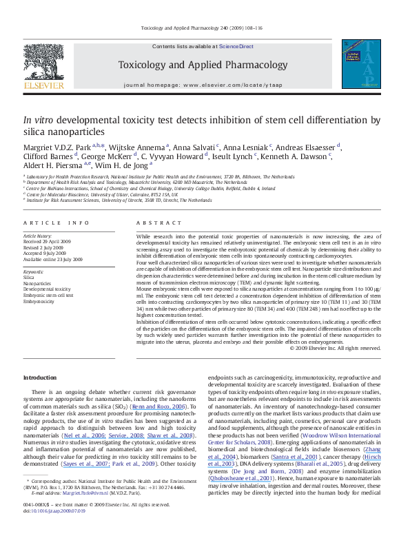 (PDF) In vitro developmental toxicity test detects inhibition of stem ...