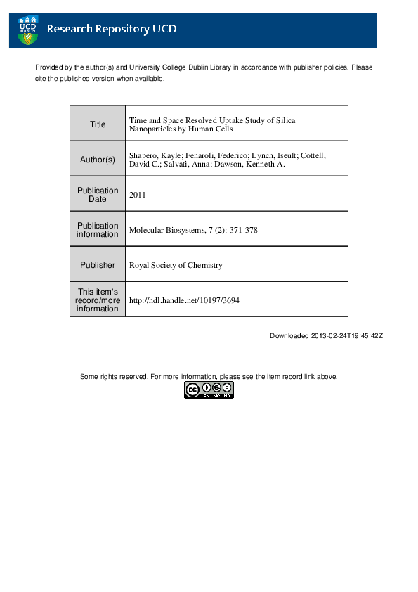 (PDF) Time and space resolved uptake study of silica nanoparticles by ...