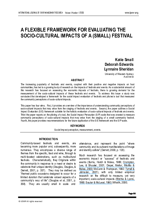 (PDF) A flexible framework for evaluating the socio-cultural impacts of ...