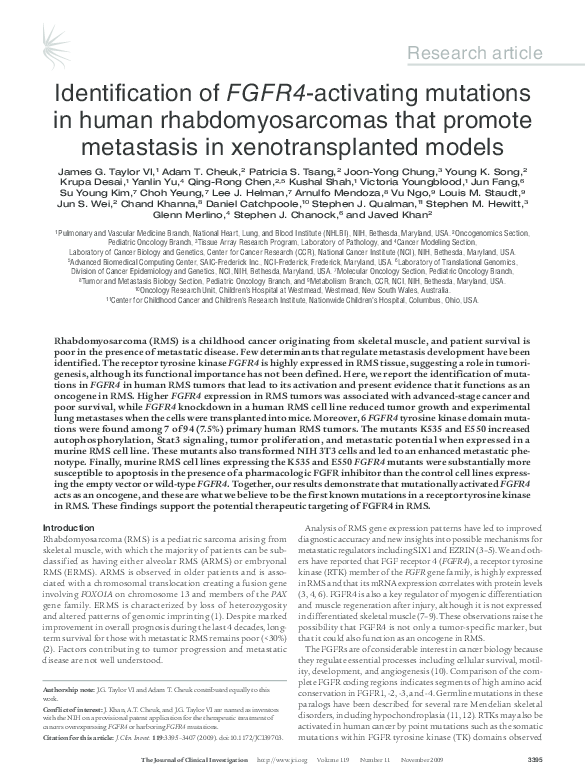 (PDF) Identification of FGFR4-activating mutations in human ...