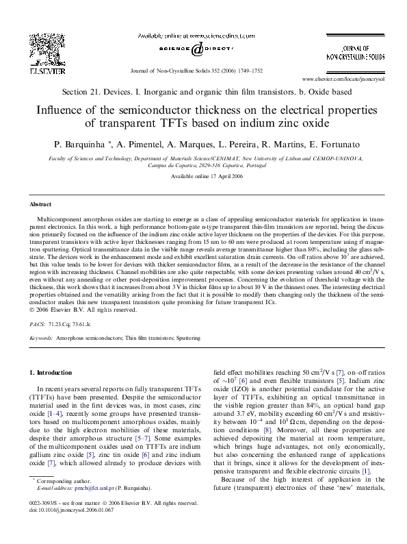 (PDF) Influence of the semiconductor thickness on the electrical