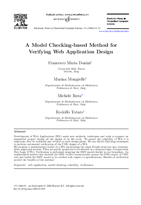 (PDF) A Model Checking-based Method for Verifying Web Application Design