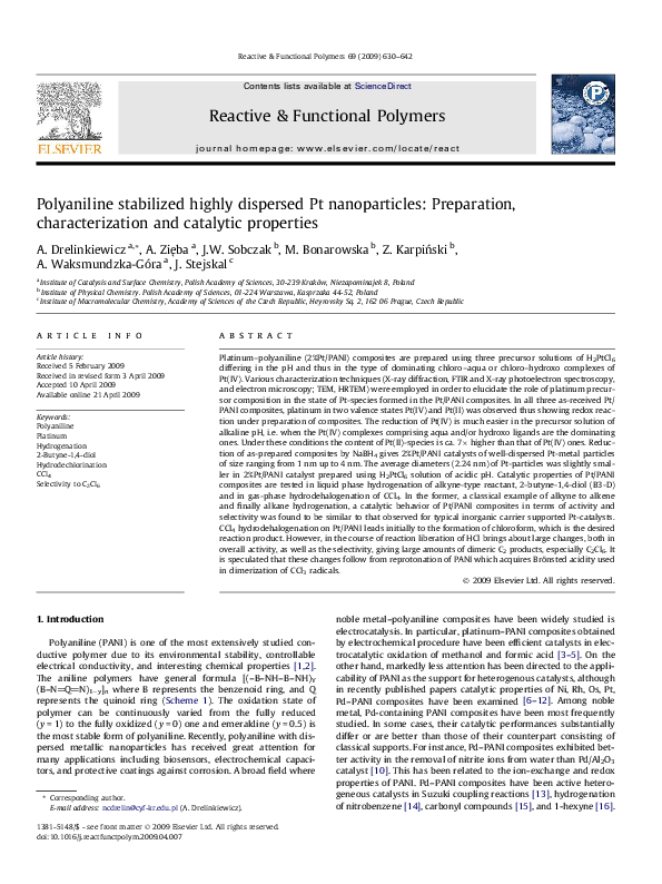 (PDF) Polyaniline stabilized highly dispersed Pt nanoparticles ...