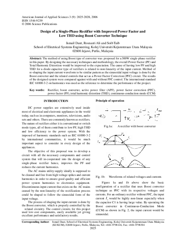 (PDF) Design of a Single-Phase Rectifier with Improved Power Factor and ...