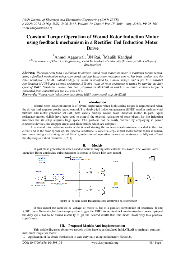 (PDF) Constant Torque Operation of Wound Rotor Induction Motor using ...