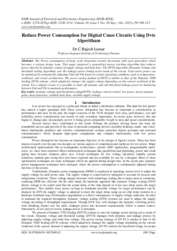 (PDF) Reduce Power Consumption for Digital Cmos Circuits Using Dvts ...