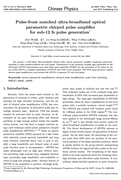 (PDF) Pulse-front matched ultra-broadband optical parametric chirped ...