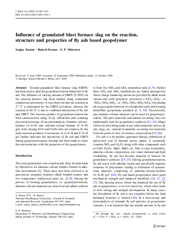 (PDF) Influence of granulated blast furnace slag on the reaction ...