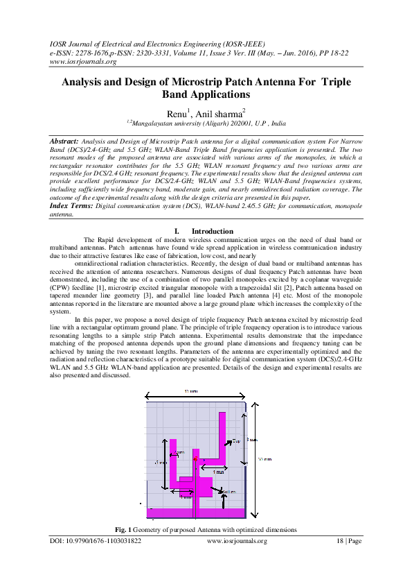 (PDF) Analysis and Design of Microstrip Patch Antenna For Triple Band ...