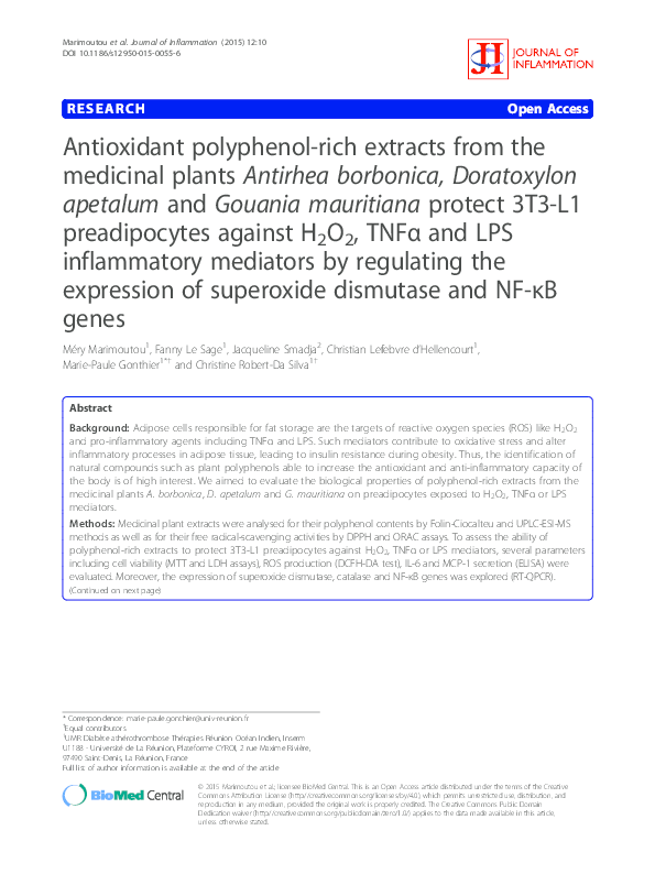 (PDF) Antioxidant polyphenol-rich extracts from the medicinal plants ...