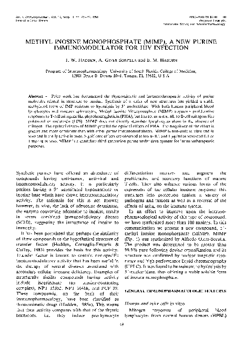 (PDF) Methyl inosine monophosphate (MIMP) — A new purine immunomodulator