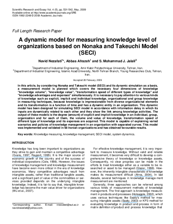 (PDF) A dynamic model for measuring knowledge level of organizations ...