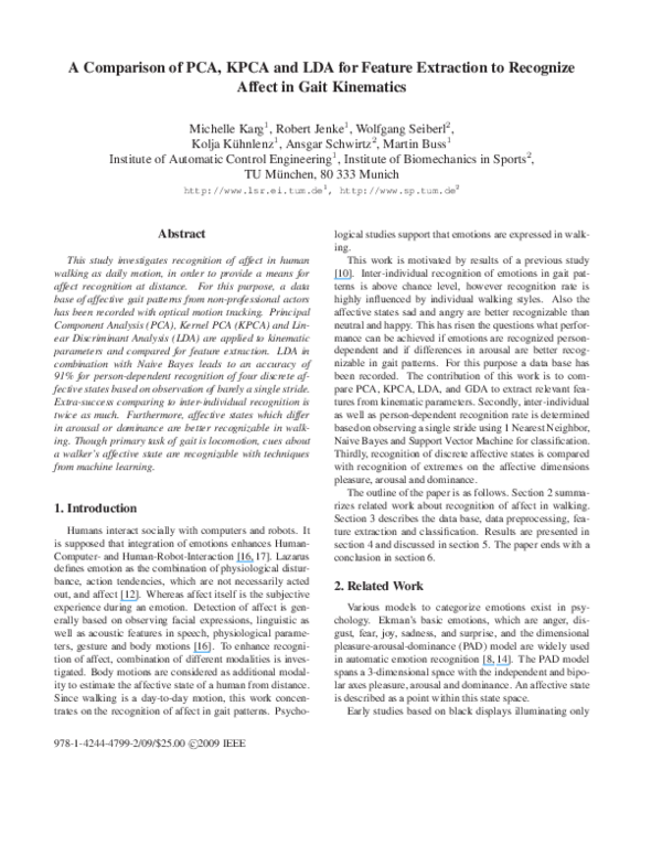 (PDF) A comparison of PCA, KPCA and LDA for feature extraction to ...