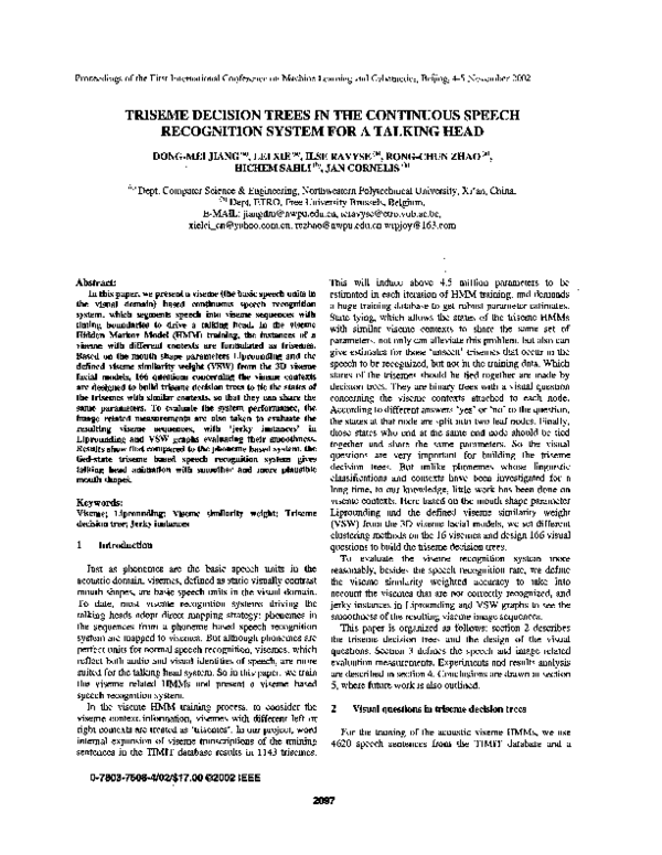 (PDF) Triseme decision trees in the continuous speech recognition ...