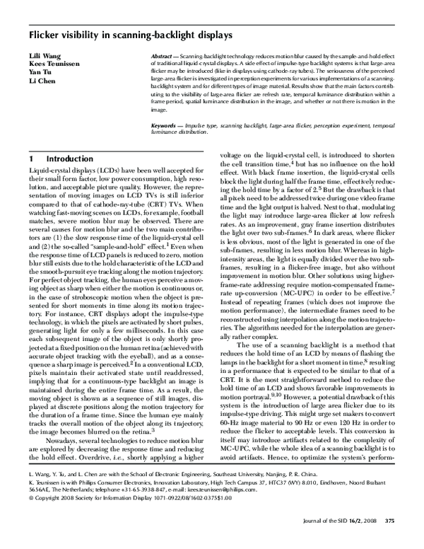 (PDF) Flicker visibility in scanning-backlight displays