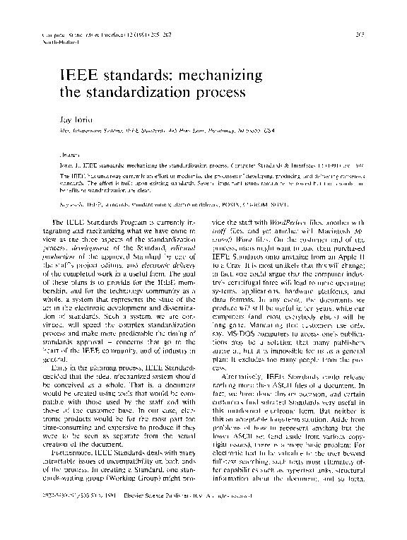 PDF) IEEE standards: mechanizing the standardization process