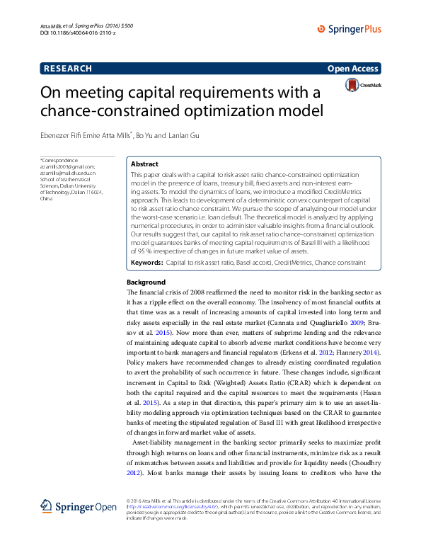 (PDF) On meeting capital requirements with a chance‑constrained ...