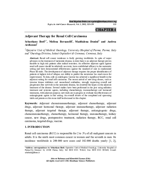 (PDF) Adjuvant Therapy for Renal Cell Carcinoma