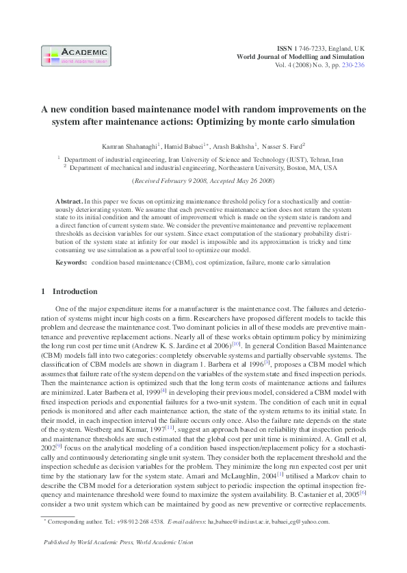 (PDF) A new condition based maintenance model with random improvements ...
