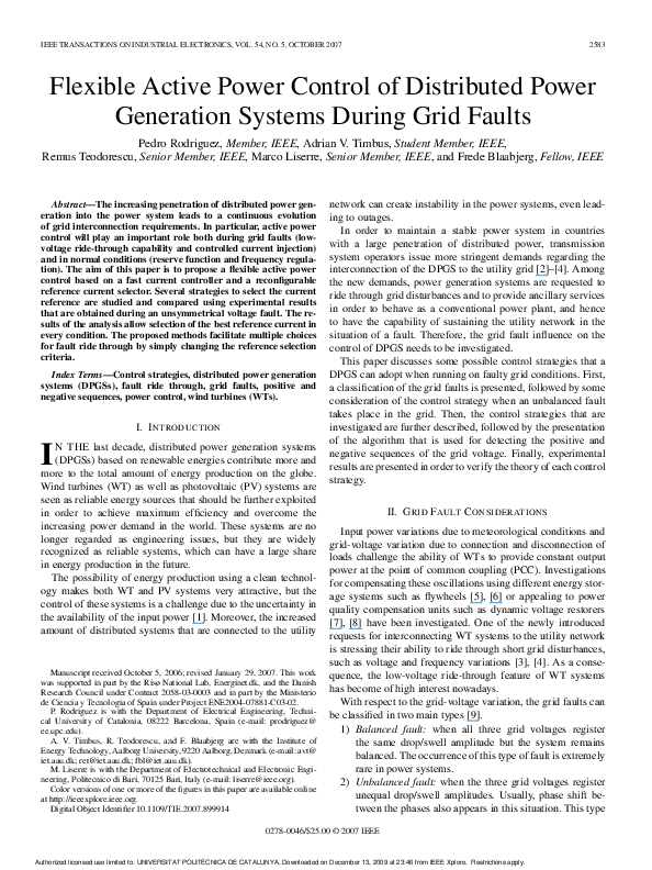(PDF) Flexible Active Power Control of Distributed Power Generation ...