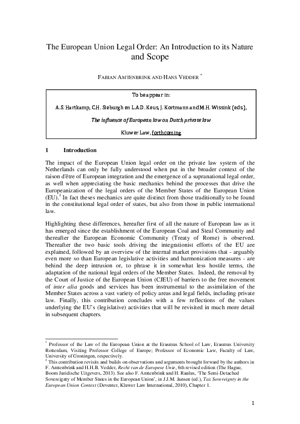 (PDF) The European Union Legal Order: An Introduction to its Nature and ...