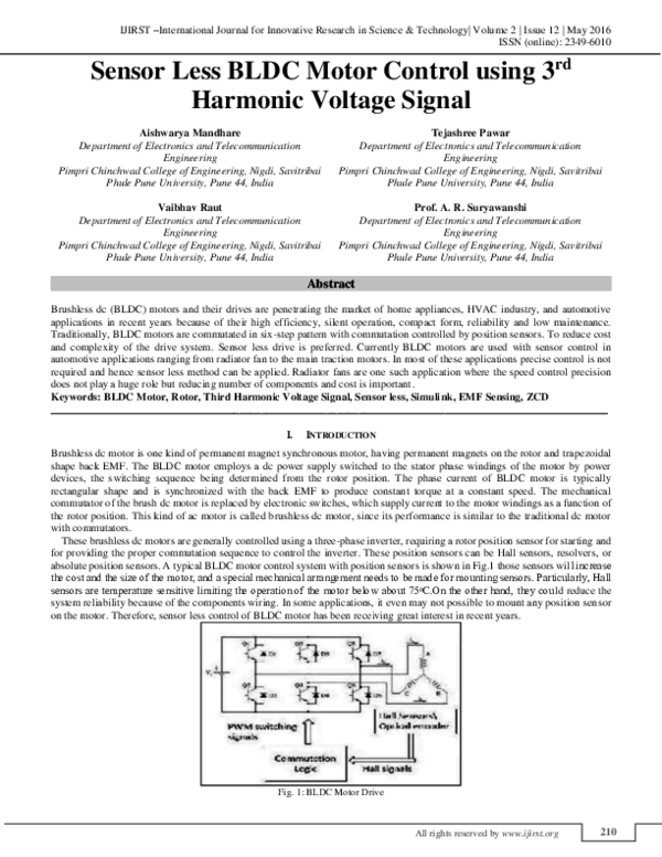 (PDF) Sensor Less BLDC Motor Control using 3 rd Harmonic Voltage Signal