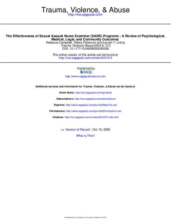 (PDF) The Effectiveness of Sexual Assault Nurse Examiner (SANE ...