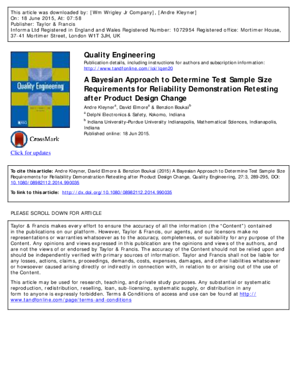 (PDF) A Bayesian Approach to Determine Test Sample Size Requirements ...