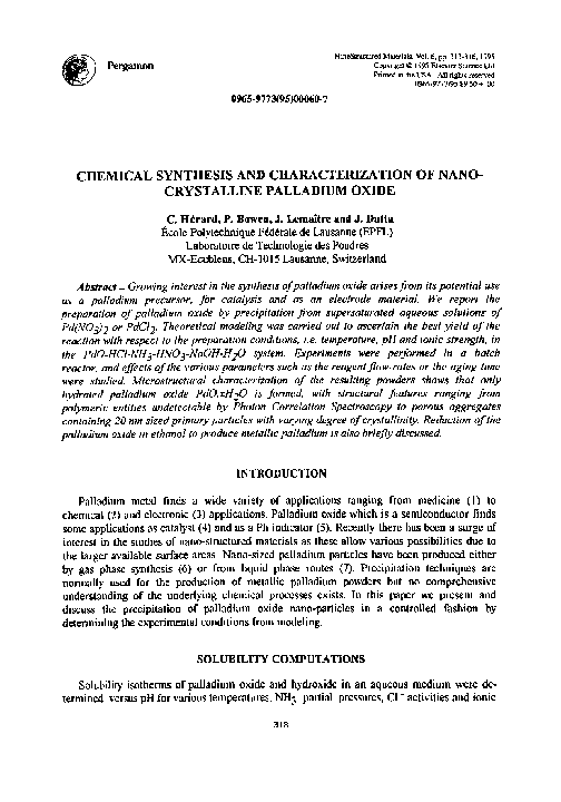 (PDF) Chemical synthesis and characterization of nano-crystalline ...