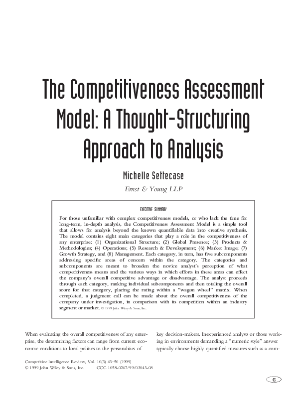 (PDF) The competitiveness assessment model: A thought-structuring ...