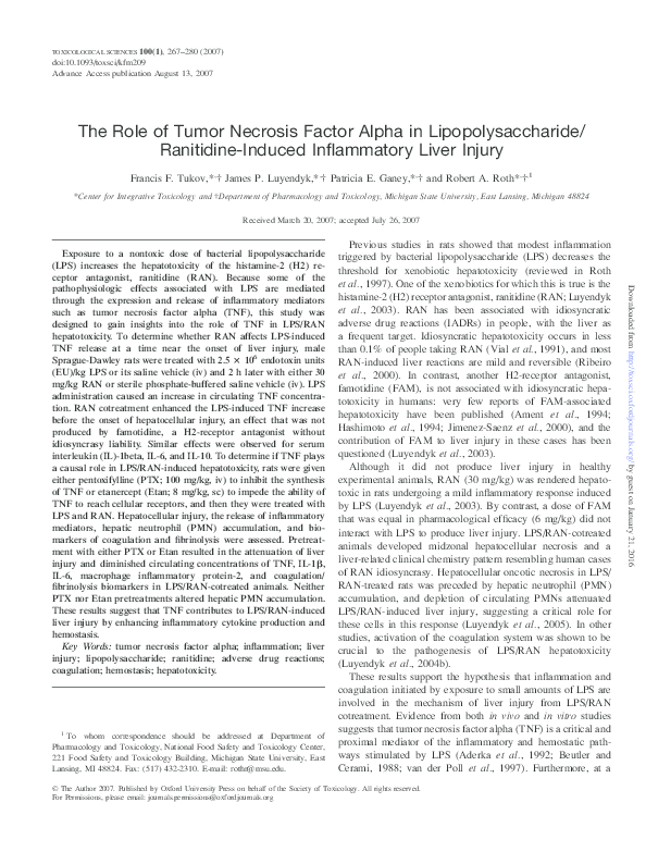(PDF) The Role of Tumor Necrosis Factor Alpha in Lipopolysaccharide ...