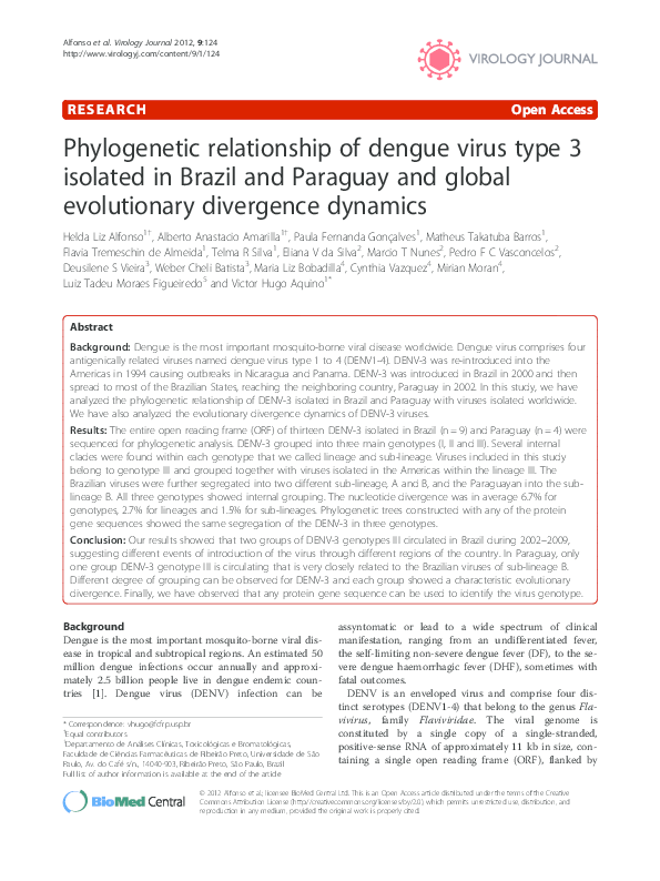 (PDF) Phylogenetic relationship of dengue virus type 3 isolated in ...