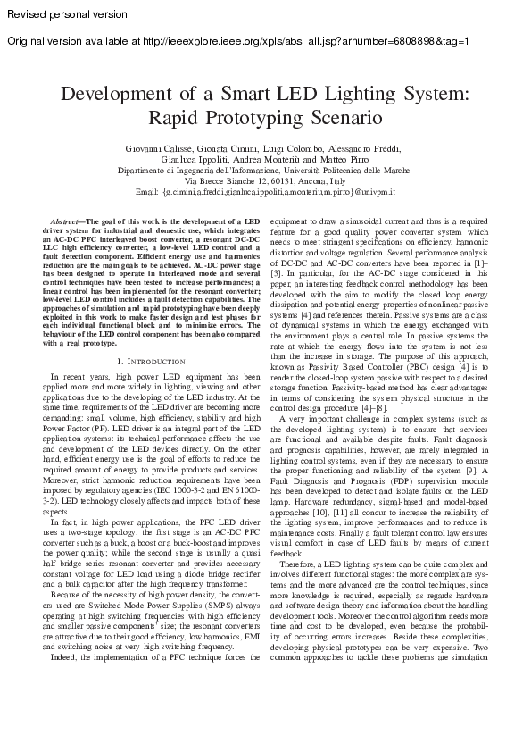 (PDF) Development of a smart LED lighting system: Rapid prototyping ...