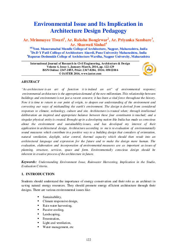 (PDF) Environmental Issue and Its Implication in Architecture Design ...