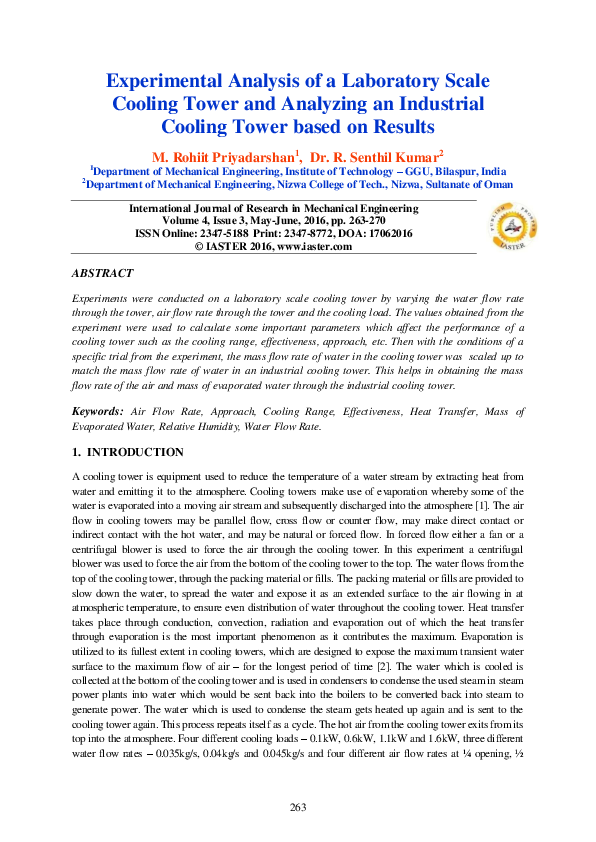 Performance analysis and optimization of cooling tower picture