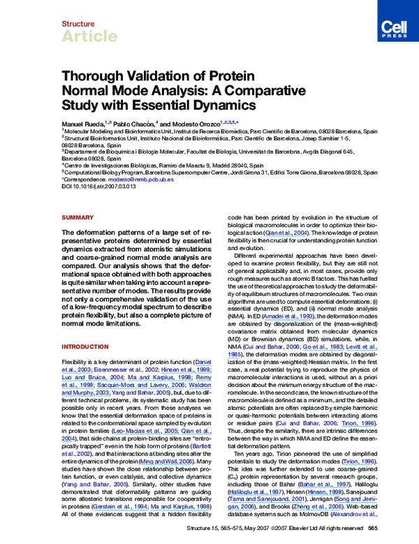 (PDF) Thorough Validation of Protein Normal Mode Analysis: A ...