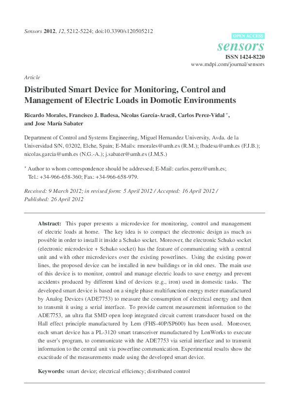 (PDF) Distributed Smart Device for Monitoring, Control and Management ...
