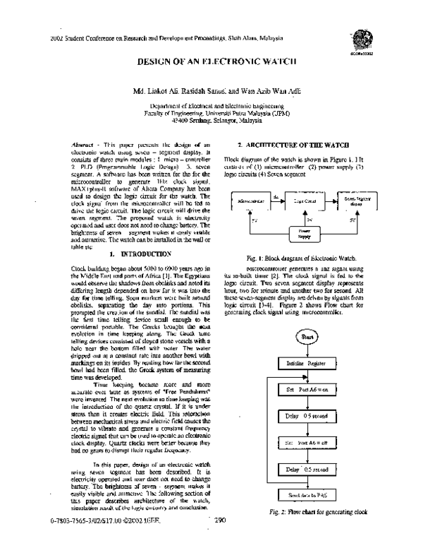 (PDF) Design of an electronic watch