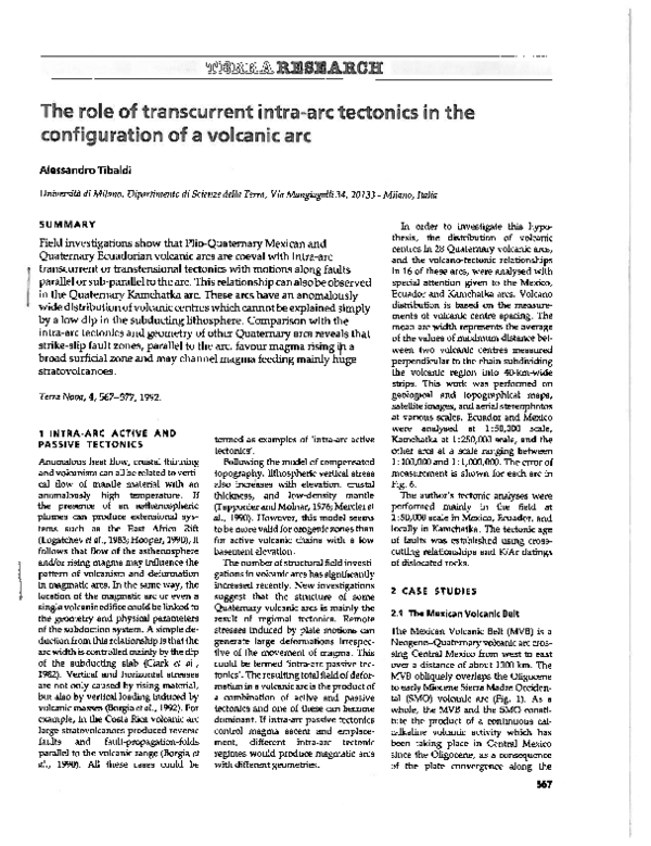 (PDF) The role of transcurrent intra-arc tectonics in the configuration ...