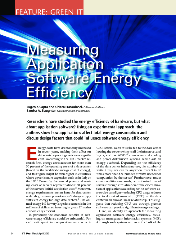 (PDF) Measuring Application Software Energy Efficiency