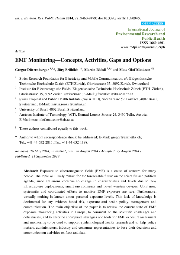 (PDF) EMF monitoringconcepts, activities, gaps and options MatsOlof