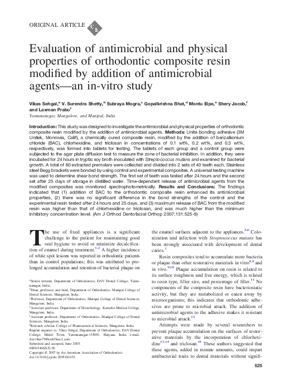 (PDF) Evaluation of antimicrobial and physical properties of ...