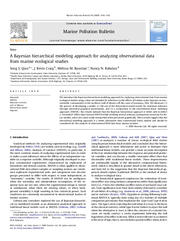 (PDF) A Bayesian hierarchical modeling approach for analyzing ...