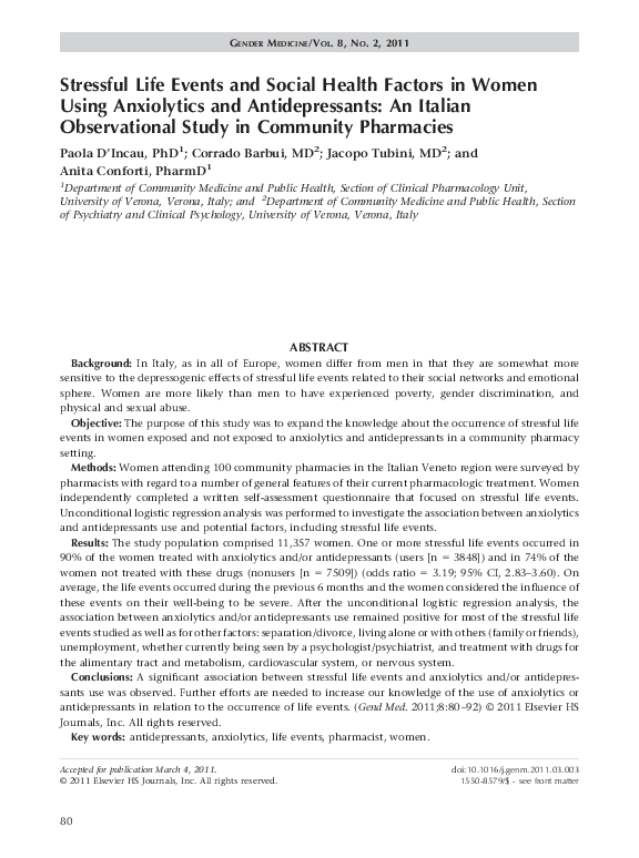 (PDF) Stressful Life Events and Social Health Factors in Women Using ...