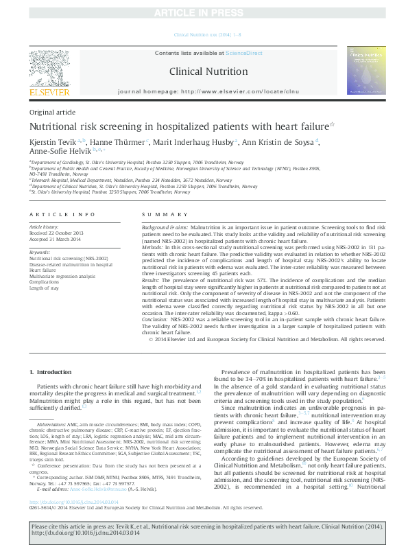 Pdf Nutritional Risk Screening In Hospitalized Patients In Galicia Spain Eliizabeth Martinez Academia Edu