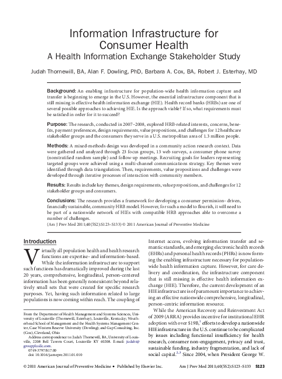 (PDF) Information infrastructure for consumer health: a health ...