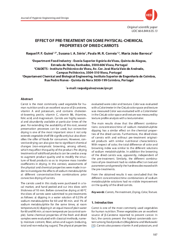 (PDF) Effect of pretreatment on some physicalchemical properties of