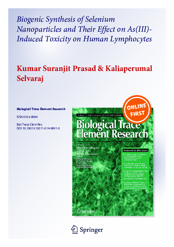 (PDF) Biogenic Synthesis of Selenium Nanoparticles and Their Effect on ...