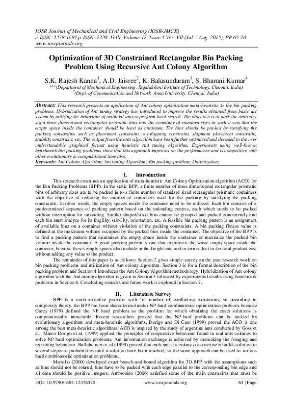 (PDF) Optimization of 3D Constrained Rectangular Bin Packing Problem