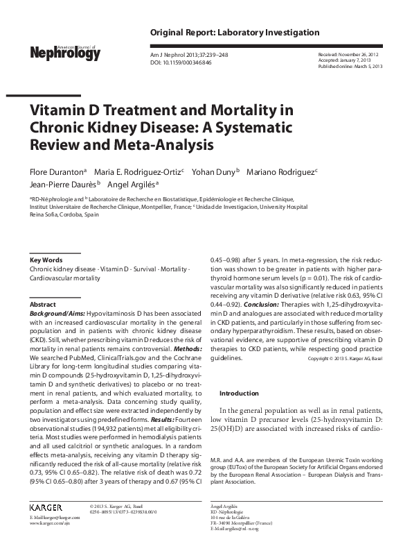 (PDF) Vitamin D Treatment and Mortality in Chronic Kidney Disease: A ...